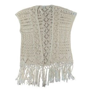 CHARMING CHARLIE Boho Vest Beach Cover Up Size M Festival Hippy Sweater Cardigan